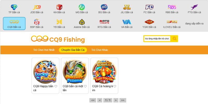 03 phòng game đỉnh cao được quản lý bởi CQ9